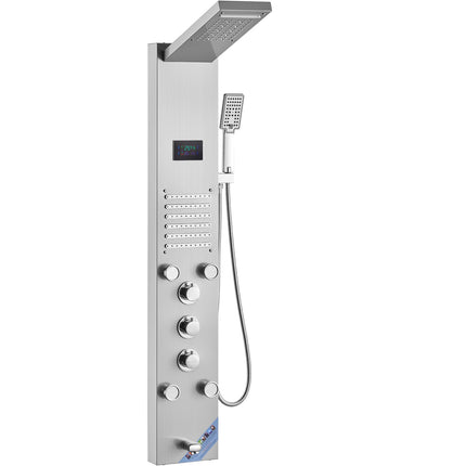 Shower Panel System, 6 Modes, LED Display, Stainless Steel