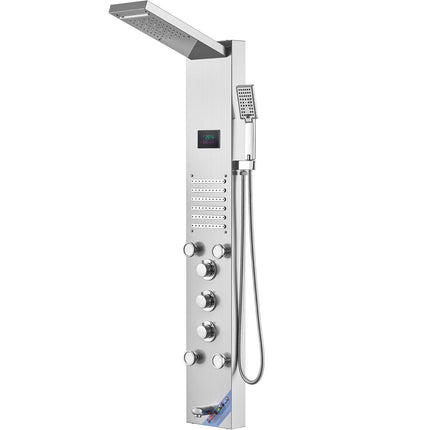 Shower Panel System, 6 Modes, LED Display, Stainless Steel