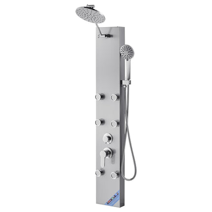 Shower Panel Tower, Rainfall, 49 In, 6 Jets, Handheld