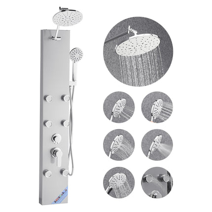 Shower Panel Tower, Rainfall, 49 In, 6 Jets, Handheld