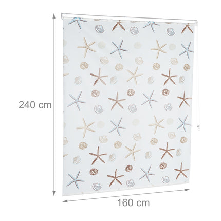 Shower Roller Blind, Ocean Print, Water-Repellent
