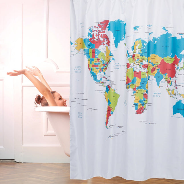 Sprchový závěs mapa světa 180x180 cm