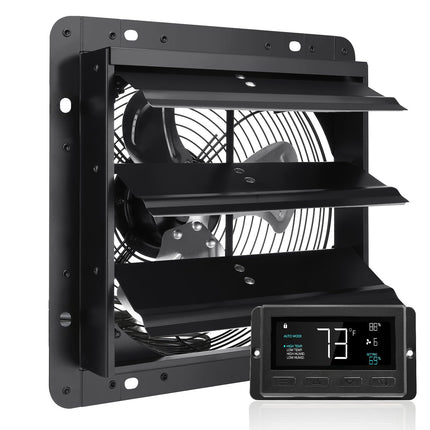 Shutter Exhaust Fan 10 Inch, 843 CFM, Temp Humidity Control