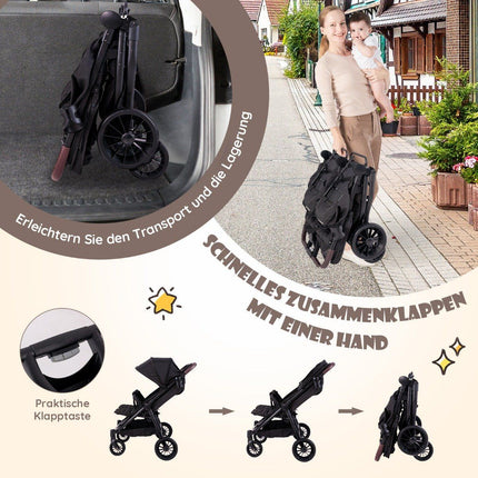 Sourozenecký kočárek skládací dvojkočárek s nastavitelným opěradlem přenosný dvojče buggy tmavě šedá