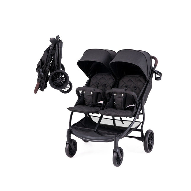 Sourozenecký kočárek skládací dvojkočárek s nastavitelným opěradlem přenosný dvojče buggy tmavě šedá