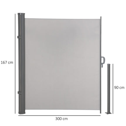 Boční markýza 300x160cm UV50+ ochrana soukromí, šedá