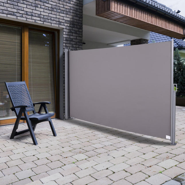 Boční markýza ze šedého polyesteru pro soukromí a ochranu před sluncem, 3x1.6m