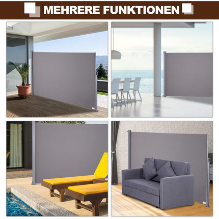 Šedá polyesterová boční markýza, 300x200cm, ochrana soukromí a proti slunci