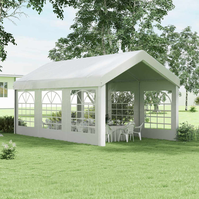 Boční stěna pavilonu s oknem, 6x2m voděodolná bílá