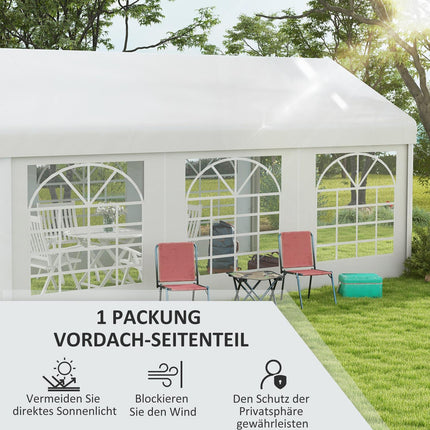 Pavilion side panel with window, 6x2m Waterproof White