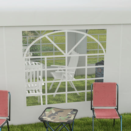 Pavilion side panel with window, 6x2m Waterproof White
