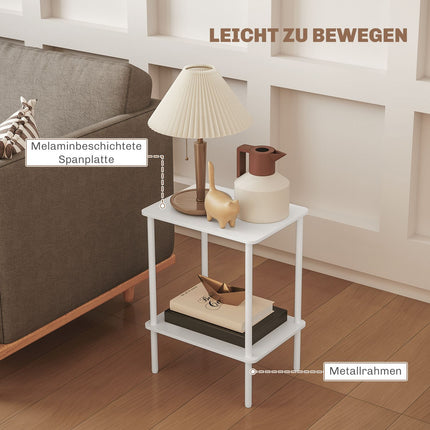 2-tier white coffee table with storage for living room