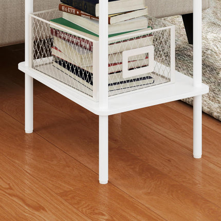 2-tier white coffee table with storage for living room