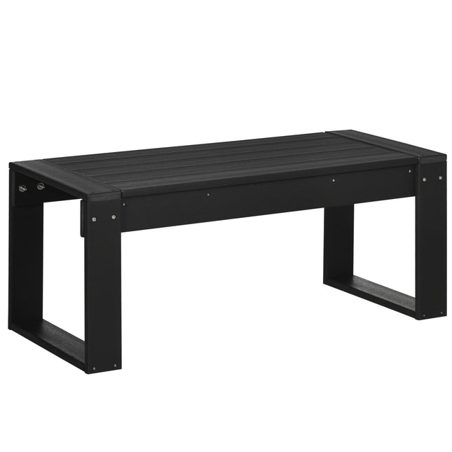 Bijzettafel Tuintafel, Salontafel In Houtlook, Rechthoekig, Voor Balkon, Tuin, Terras, Hdpe, Zwart, 95X42X40Cm