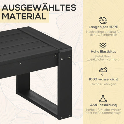 Rectangular outdoor side table, wood look HDPE, black 95x42x40Cm