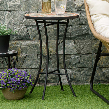 Kulatý zahradní stůl odolný vůči počasí – 35.5 cm, žlutá/šedá
