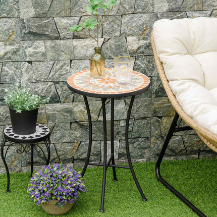 Kulatý zahradní stůl odolný vůči počasí – 35.5 cm, žlutá/šedá