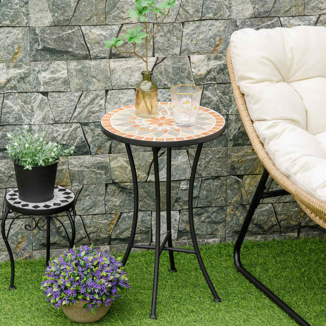 Kulatý zahradní stůl odolný vůči počasí – 35.5 cm, žlutá/šedá
