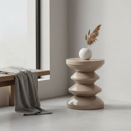 Beistelltisch & Hocker – Zickzack-Design, Stil der 1960er–70er Jahre