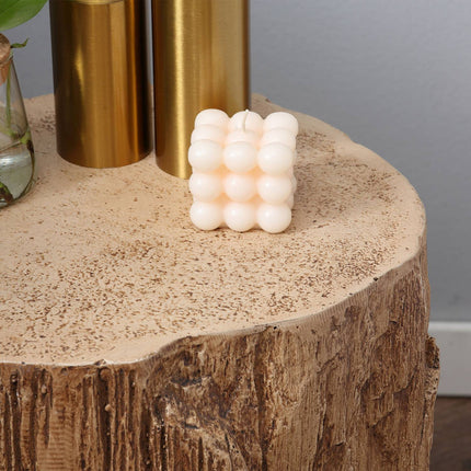 Tree stump side table, waterproof, 4 adjustable feet, 37x37x43 cm