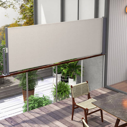 Zatahovací světle šedá zahradní markýza 300 x 100 cm, ochrana proti UV a větru