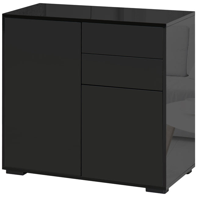 Dressoir Zwart Opbergkast Met 2 Laden & 2 Deuren, Kantelbeveiliging, Voor Woonkamer/Slaapkamer, 117X36X74Cm
