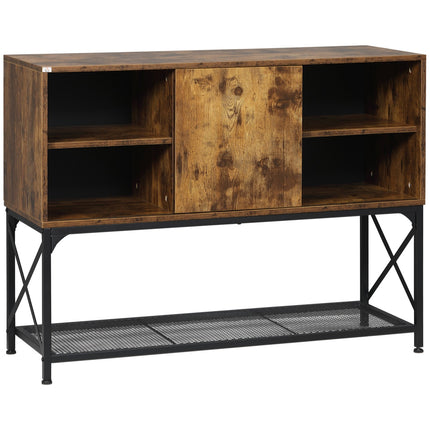 Rustikální hnědá komoda, 6 polic, industriální design