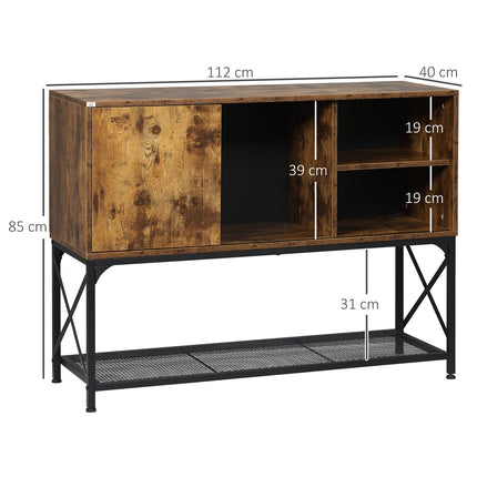 Rustikální hnědá komoda, 6 polic, industriální design