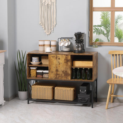 Rustikální hnědá komoda, 6 polic, industriální design