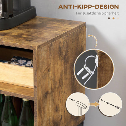 Rustikální hnědá komoda, 6 polic, industriální design