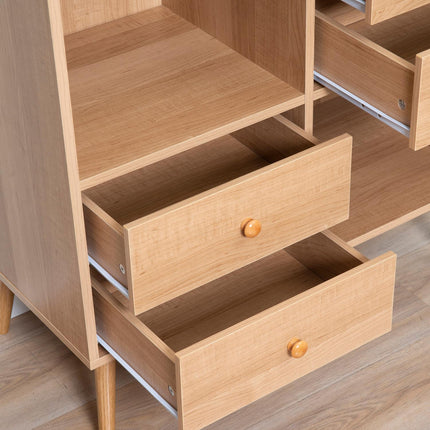 Komoda s otevřenými přihrádkami, skandinávský design, přírodní bílá
