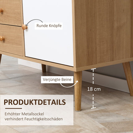 Komoda s otevřenými přihrádkami, skandinávský design, přírodní bílá