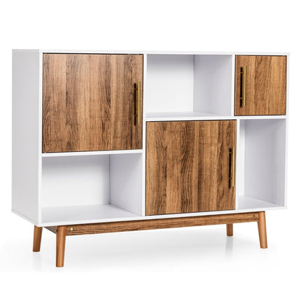 Komoda stojící regál komoda víceúčelová skříň 95 x 31 x 76 cm bílá + kávově hnědá