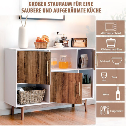 Komoda stojící regál komoda víceúčelová skříň 95 x 31 x 76 cm bílá + kávově hnědá