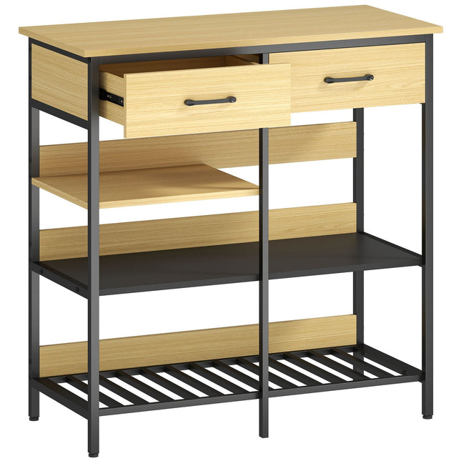 Dressoir met 2 lades, 3 planken, natuurlijk hout