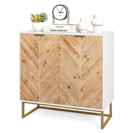Komoda se 2 dvířky, kuchyňská skříňka s policí, moderní příborník s kovovými nohami, bílá 80 x 40 x 80 cm