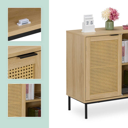 Sideboard with 2 rattan doors
