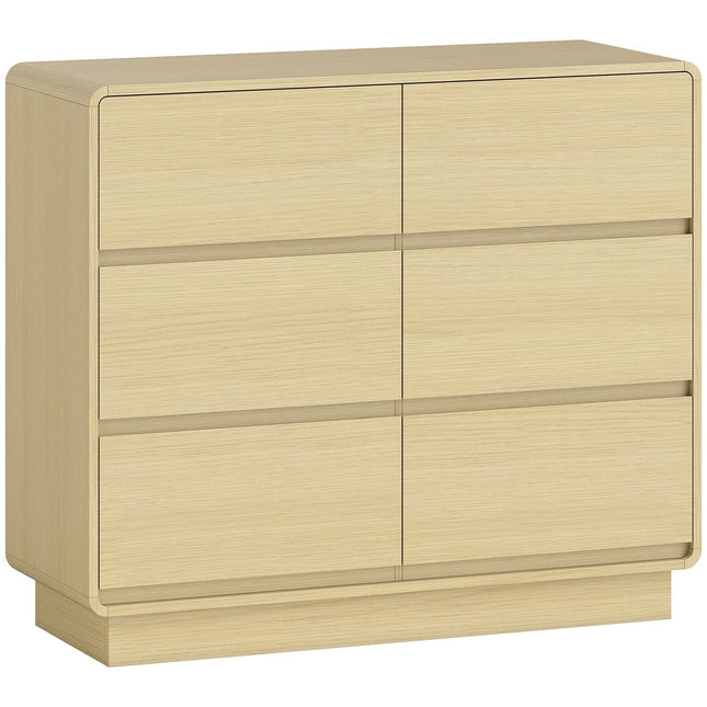 Komoda se 6 zásuvkami, 100 cm, přírodní dřevěný vzhled