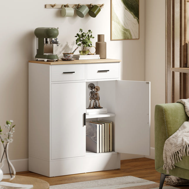 Dressoir met opbergruimte, 2 lades, verstelbare plank, hout