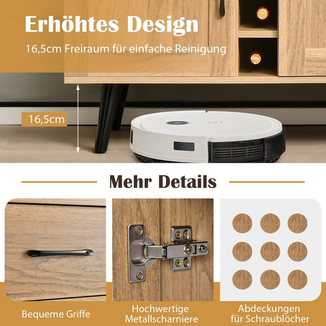 Dressoir met wijnrek, lades en verstelbare planken.