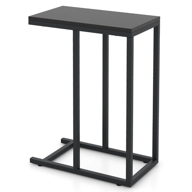 Odkládací stolek ve tvaru C stolek k pohovce s kovovým rámem konferenční stolek do obývacího pokoje 45.5 x 25.5 x 64 cm černá