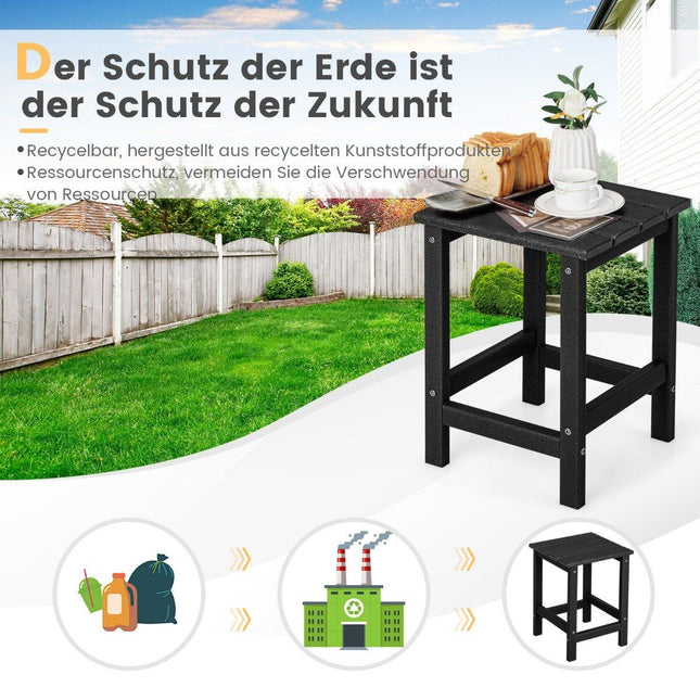 Odkládací stolek odolný vůči povětrnosti HDPE stolek Adirondack 36 x 36 x 47 cm černá
