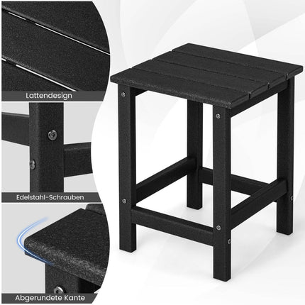 Odkládací stolek odolný vůči povětrnosti HDPE stolek Adirondack 36 x 36 x 47 cm černá
