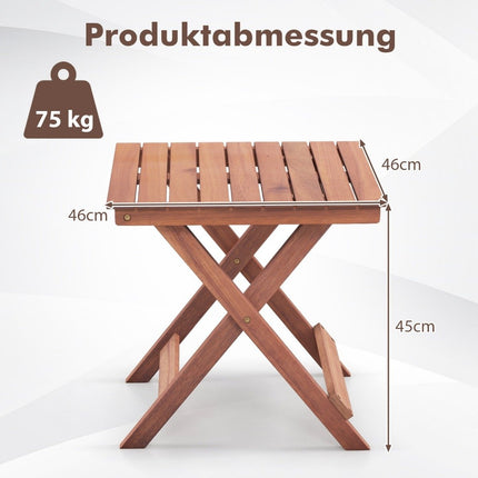Side table acacia wood garden table small balcony table X-shape 46 x 46 x 45 cm