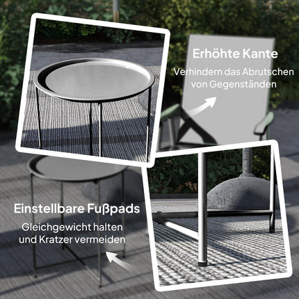 Round black folding table, 46 x 50 cm - indoor/outdoor use