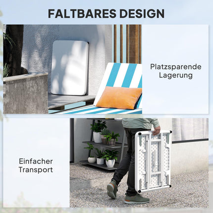 Nastavitelný venkovní zahradní stůl – plast, skládací, bílý