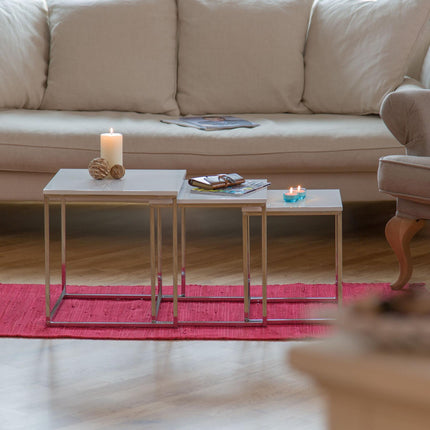 Side table in set of 3 with metal legs