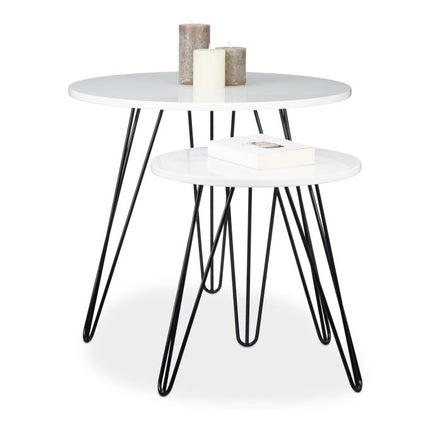 Beistelltisch-Set, 2-teilig, weiß