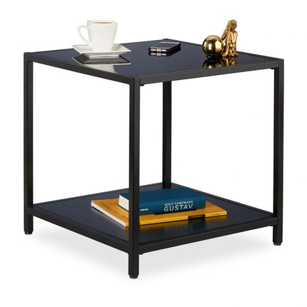 Beistelltisch mit schwarzem Glas