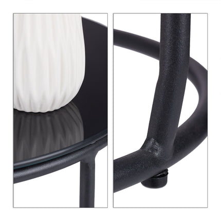 Beistelltisch mit Fußhocker schwarz